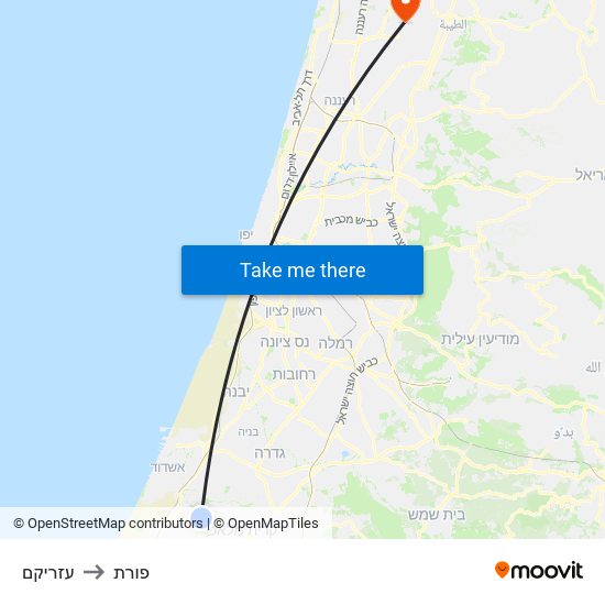 עזריקם to פורת map