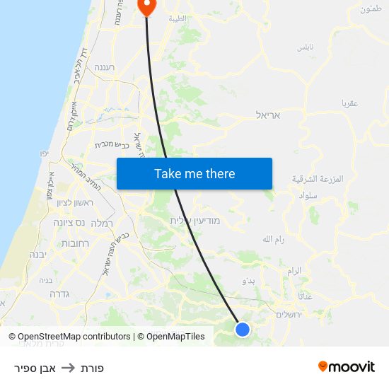 אבן ספיר to פורת map