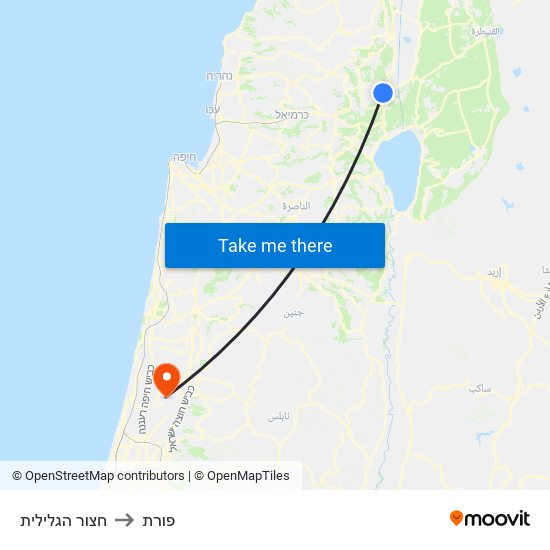 חצור הגלילית to פורת map