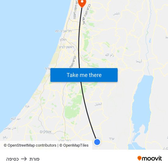 כסיפה to פורת map