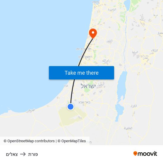 צאלים to פורת map