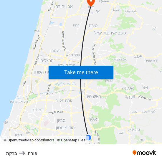 ברקת to פורת map