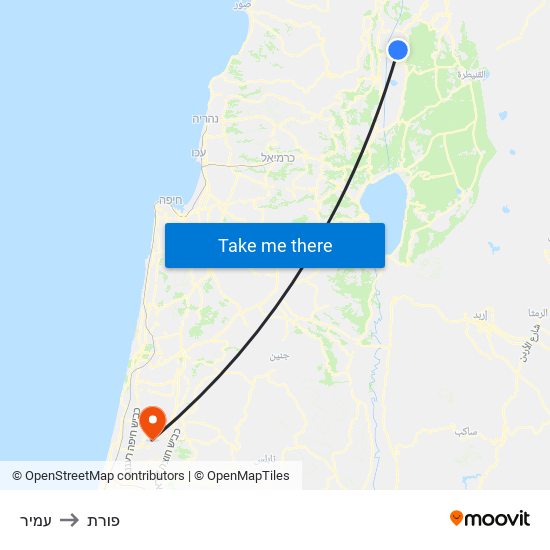 עמיר to פורת map