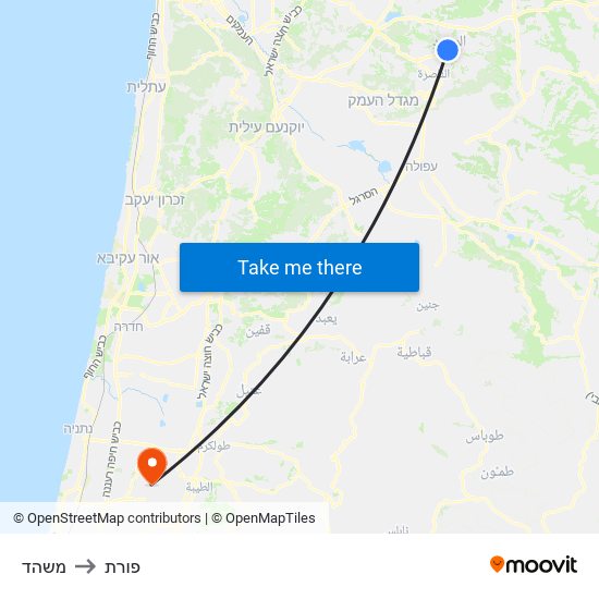 משהד to פורת map