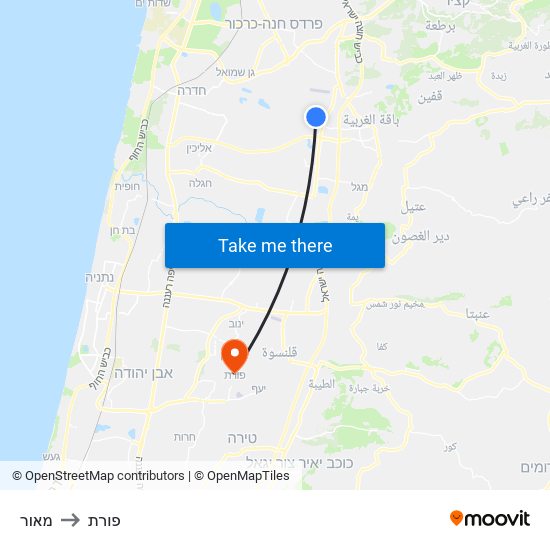 מאור to פורת map