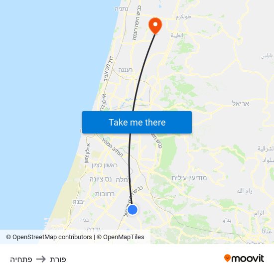 פתחיה to פורת map