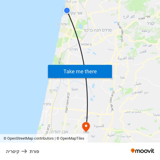 קיסריה to פורת map