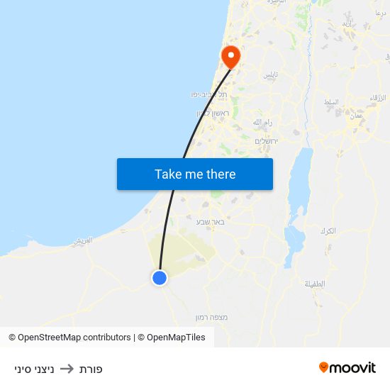 ניצני סיני to פורת map