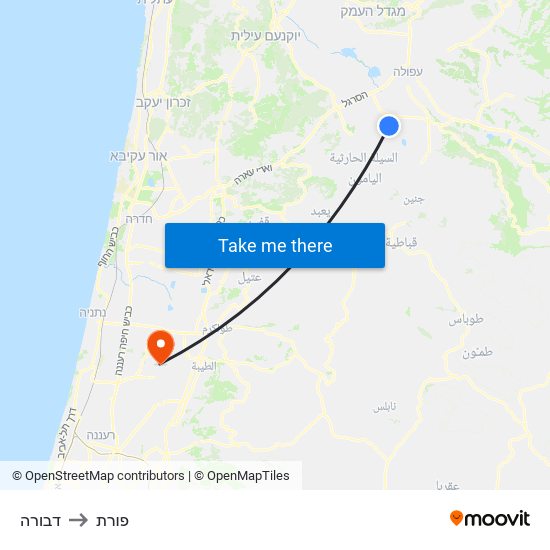 דבורה to פורת map