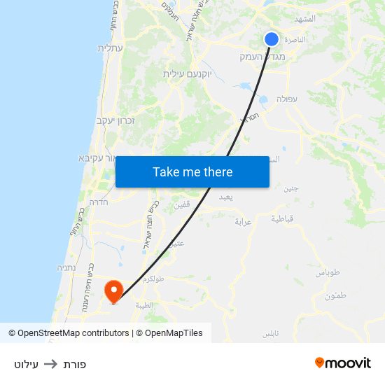 עילוט to פורת map