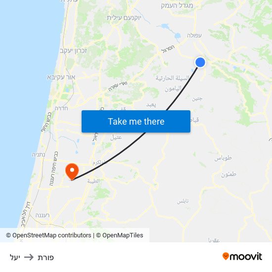 יעל to פורת map