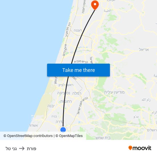 גני טל to פורת map