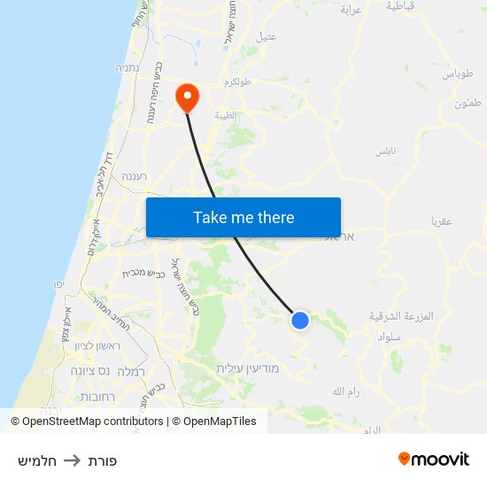 חלמיש to פורת map