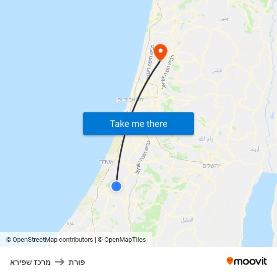 מרכז שפירא to פורת map