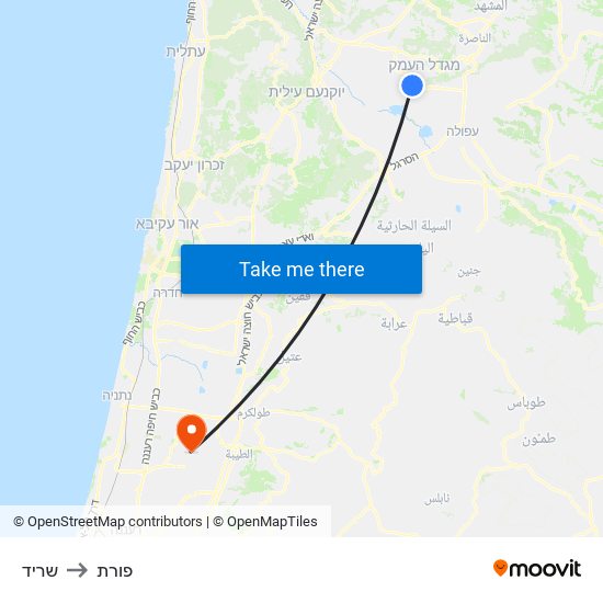 שריד to פורת map