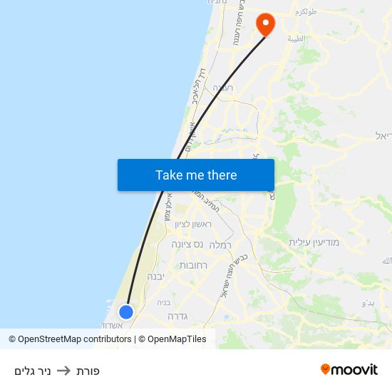 ניר גלים to פורת map