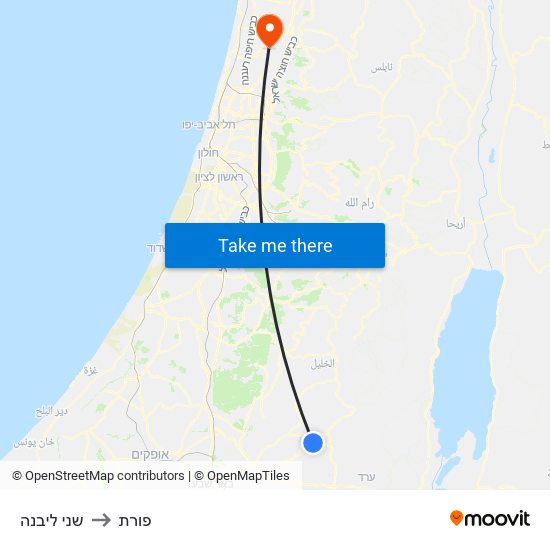 שני ליבנה to פורת map