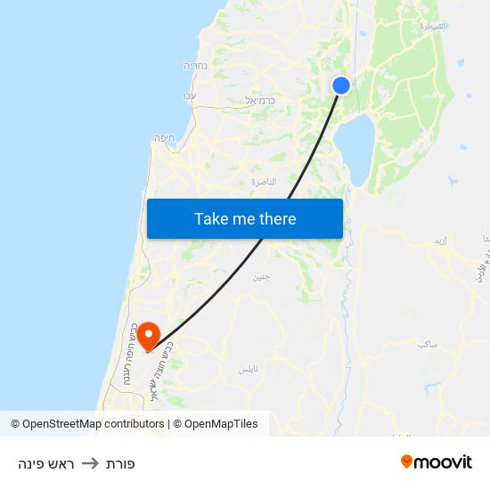 ראש פינה to פורת map