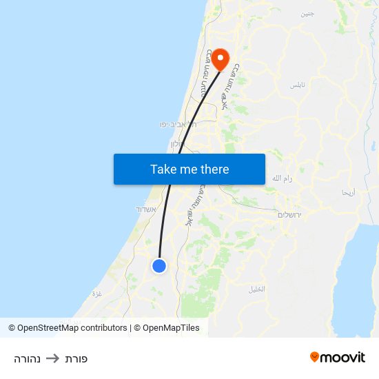 נהורה to פורת map