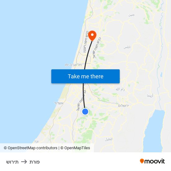 תירוש to פורת map