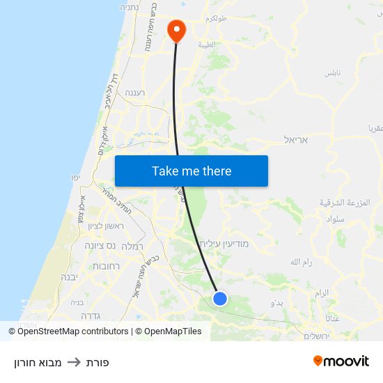 מבוא חורון to פורת map