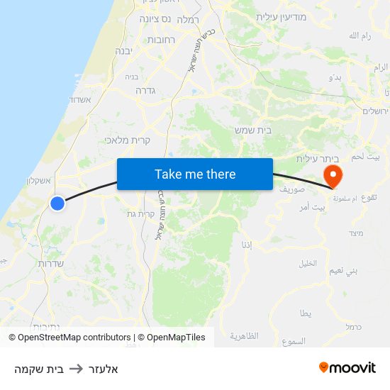 בית שקמה to אלעזר map