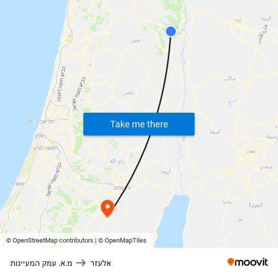 מ.א. עמק המעיינות to אלעזר map