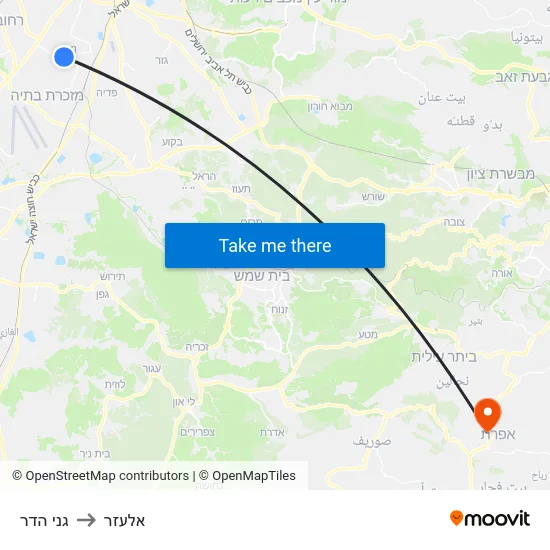 גני הדר to אלעזר map