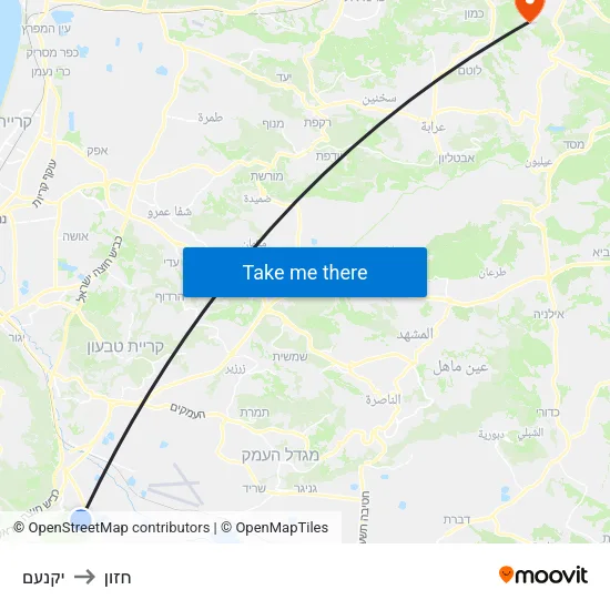 יקנעם to חזון map