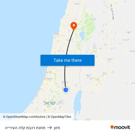 תחנת רכבת קלה העירייה to חזון map