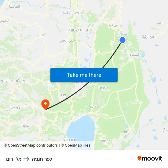 אל -רום to כפר חנניה map