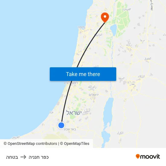 בטחה to כפר חנניה map