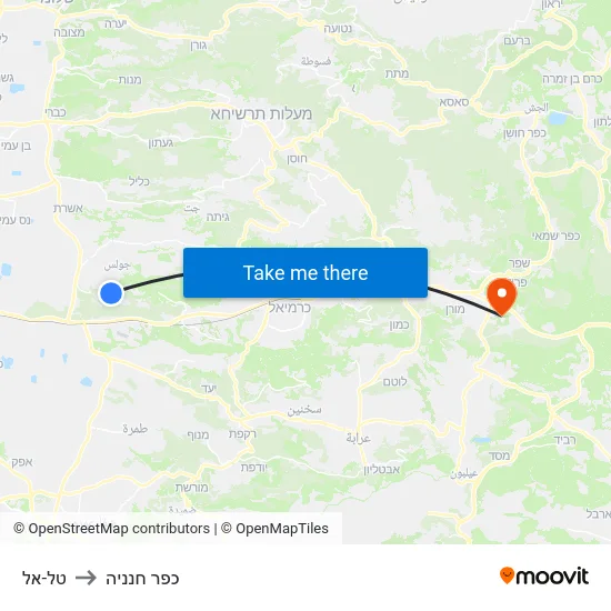 טל-אל to כפר חנניה map