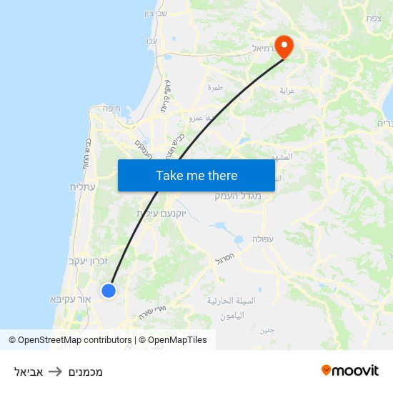 אביאל to מכמנים map