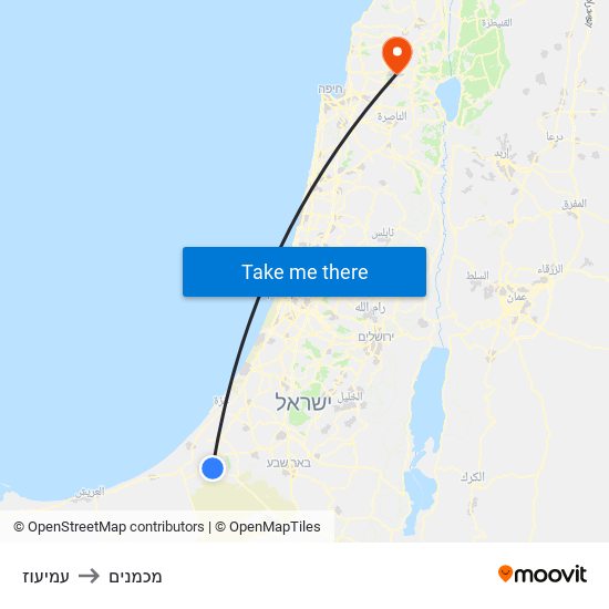 עמיעוז to מכמנים map