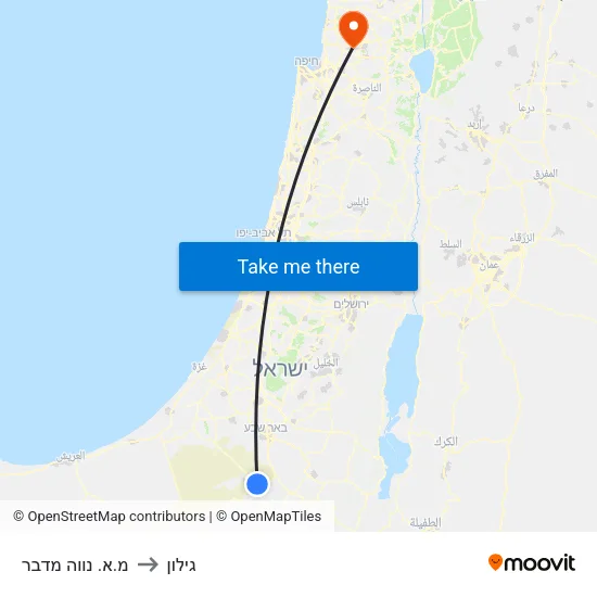 מ.א. נווה מדבר to גילון map