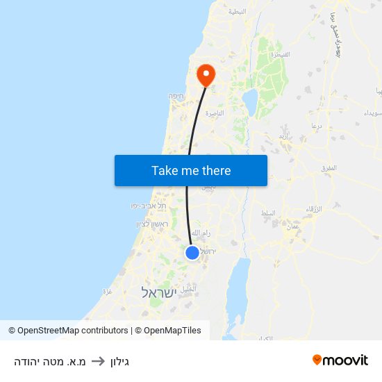 מ.א. מטה יהודה to גילון map