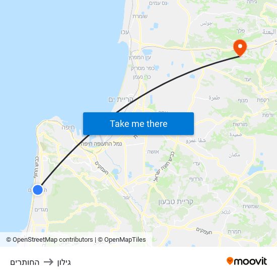 החותרים to גילון map