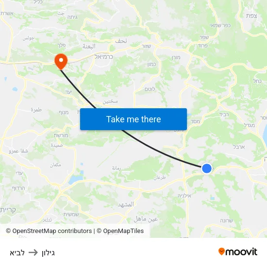 לביא to גילון map