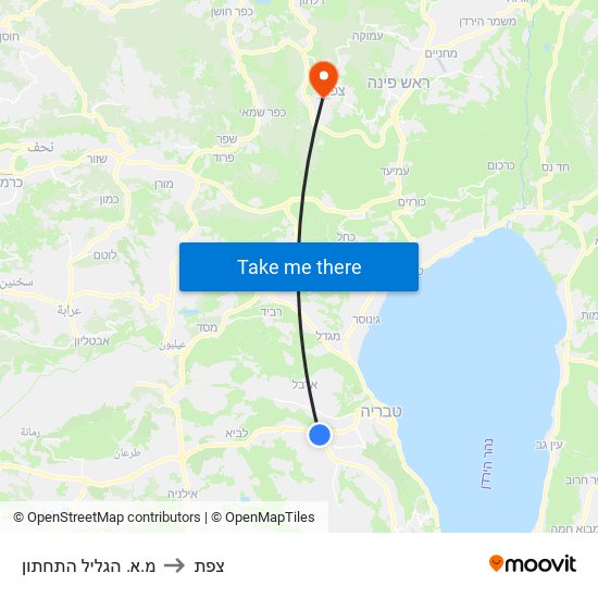 מ.א. הגליל התחתון to צפת map