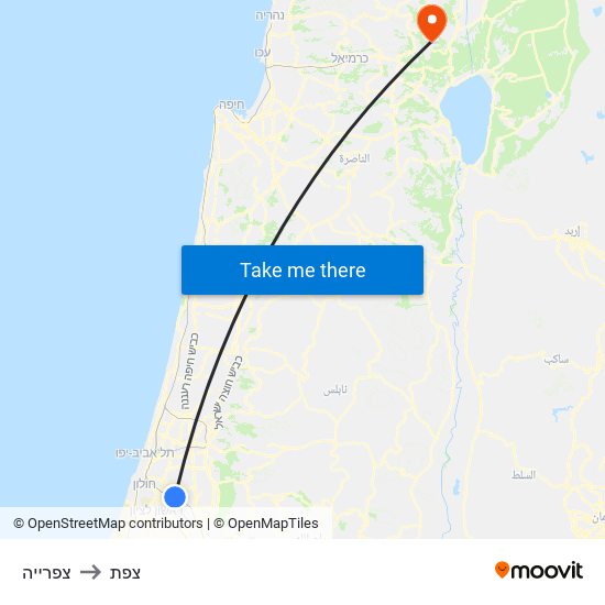 צפרייה to צפת map