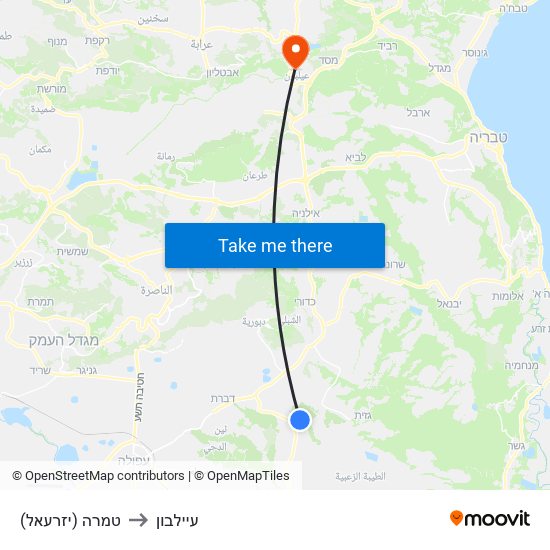 טמרה (יזרעאל) to עיילבון map