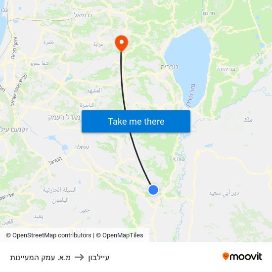 מ.א. עמק המעיינות to עיילבון map
