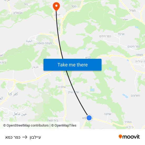 כפר כמא to עיילבון map