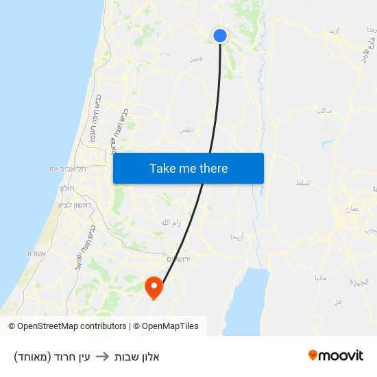 עין חרוד (מאוחד) to אלון שבות map