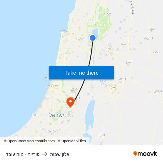 פורייה - נווה עובד to אלון שבות map