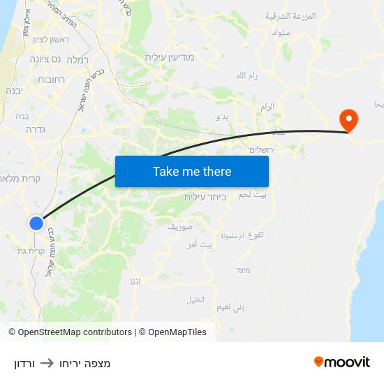 ורדון to מצפה יריחו map