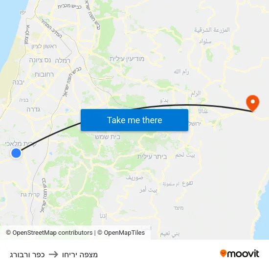 כפר ורבורג to מצפה יריחו map