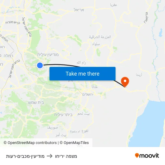 מודיעין-מכבים-רעות to מצפה יריחו map