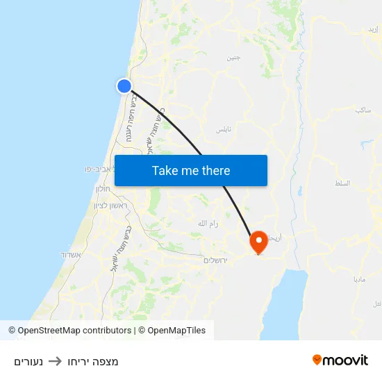 נעורים to מצפה יריחו map